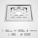 Orange Exclusive Square Flat Cut Floor Drain (6 x 6 Inches) with Hole - LIPKA - Lipka Home