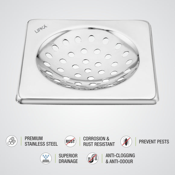 UNO Square Floor Drain (5 x 5 Inches) - LIPKA - Lipka Home