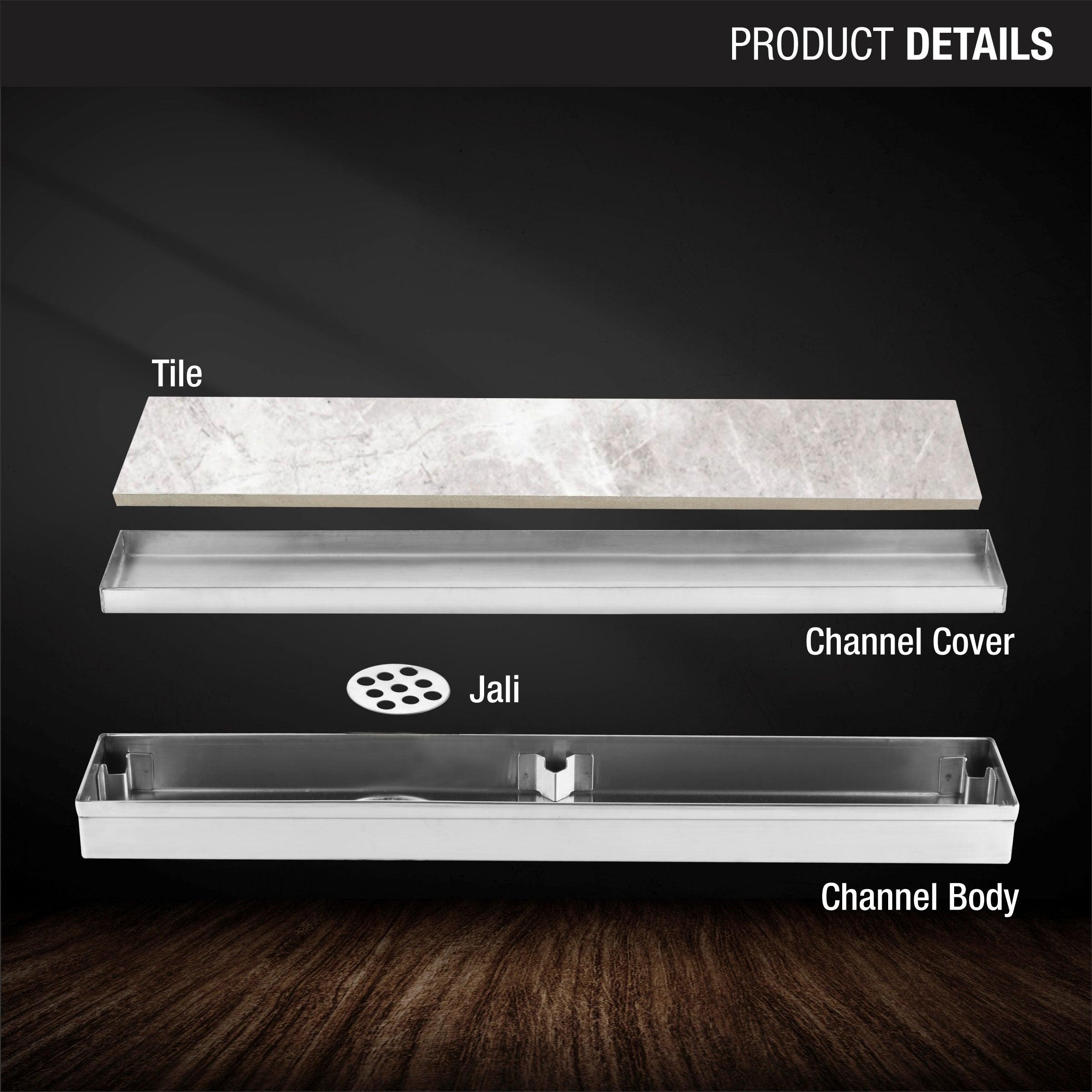 Tile Insert Shower Drain Channel (40 x 2 Inches) product details