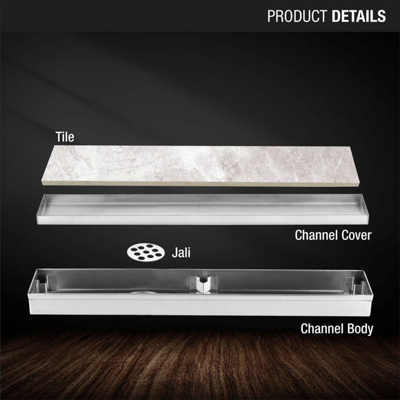 Tile Insert Shower Drain Channel (40 x 2 Inches) - LIPKA - Lipka Home