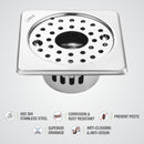 Square Floor Drain (5 x 5 Inches) with Lock, Hole and Cockroach Trap - LIPKA - Lipka Home