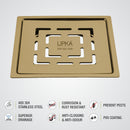 Orange Exclusive Square Flat Cut Floor Drain in Yellow Gold PVD Coating (6 x 6 Inches) - LIPKA - Lipka Home