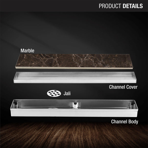 Marble Insert Shower Drain Channel (36 x 2 Inches) - LIPKA - Lipka Home