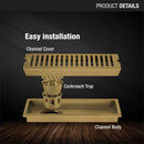 Vertical Shower Drain Channel - Yellow Gold (12 x 4 Inches) - LIPKA - Lipka Home