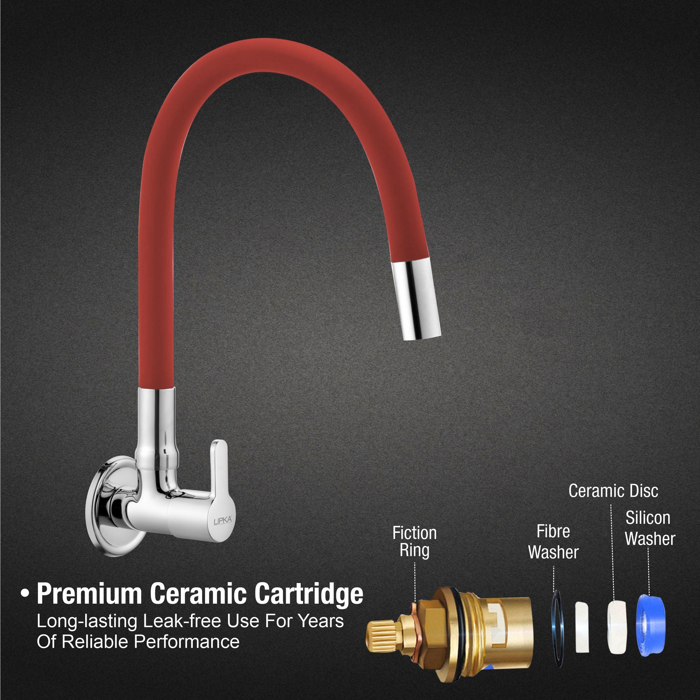 Fusion Sink Tap Brass Faucet with Flexible Silicone Spout (Red) - LIPKA - Lipka Home