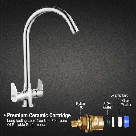 Arise Centre Hole Basin Mixer Brass Faucet with Round Swivel Spout (20 Inches) - LIPKA - Lipka Home