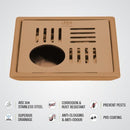 Pink Exclusive Square Floor Drain in Antique Copper PVD Coating (6 x 6 Inches) with Hole - LIPKA - Lipka Home