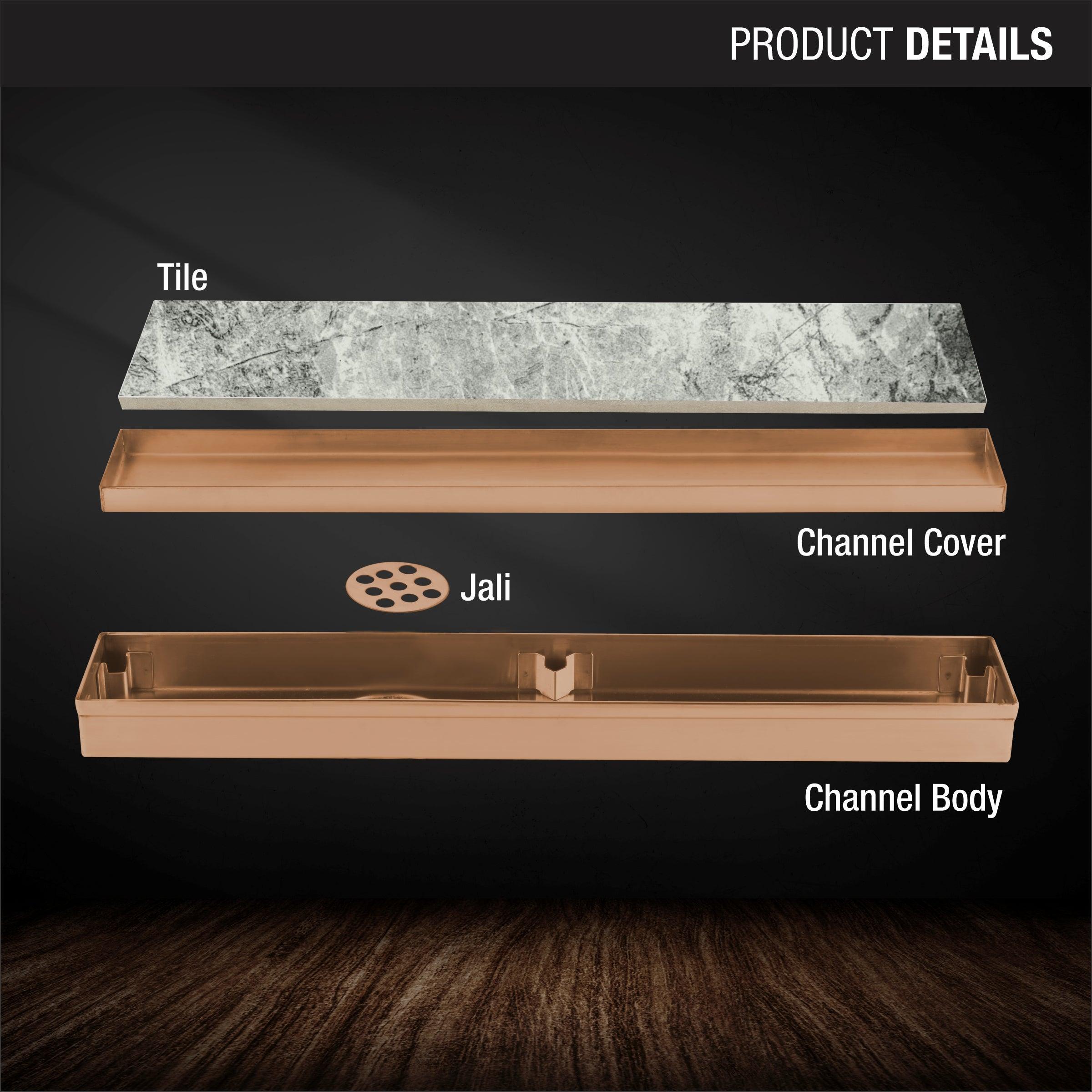 Tile Insert Shower Drain Channel - Antique Copper (40 x 2 Inches) product details