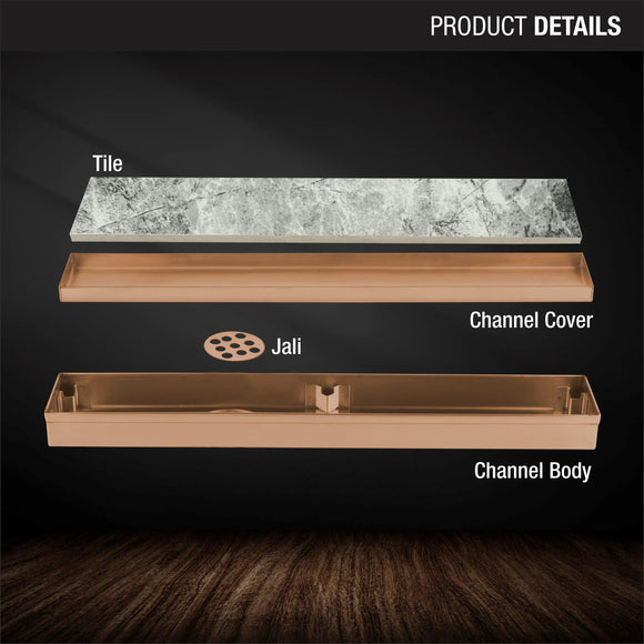 Tile Insert Shower Drain Channel - Antique Copper (40 x 2 Inches) - LIPKA - Lipka Home