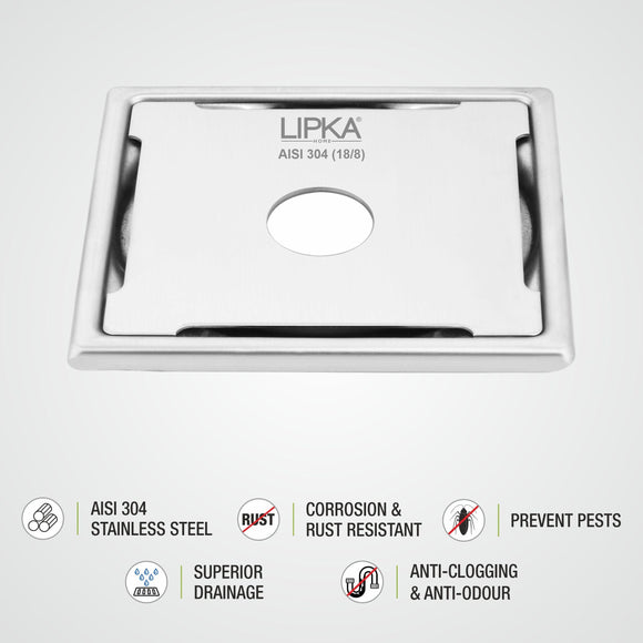 Yellow Exclusive Square Floor Drain (6 x 6 Inches) with Hole - LIPKA - Lipka Home