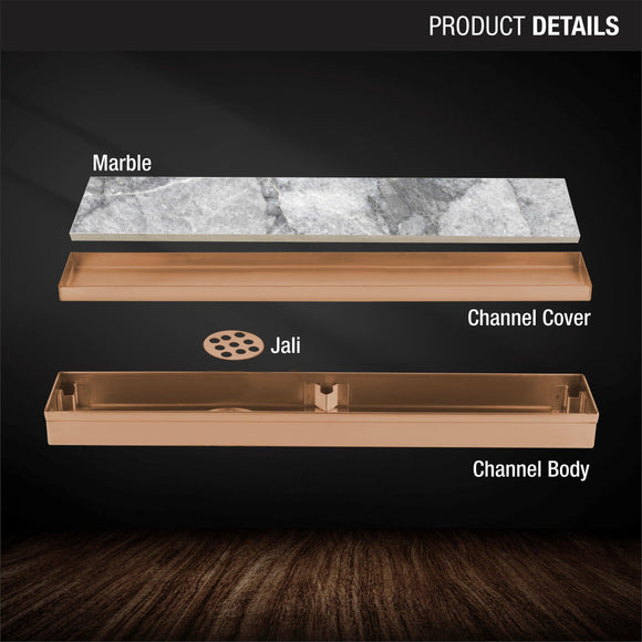Marble Insert Shower Drain Channel - Antique Copper (32 x 2 Inches) - LIPKA - Lipka Home