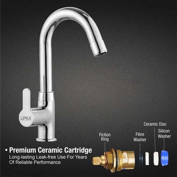 Fusion Swan Neck Brass Faucet with Round Swivel Spout (12 Inches) - LIPKA - Lipka Home