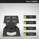 Purple Exclusive Square Flat Cut Floor Drain in Black PVD Coating (5 x 5 Inches) with Cockroach Trap - LIPKA - Lipka Home