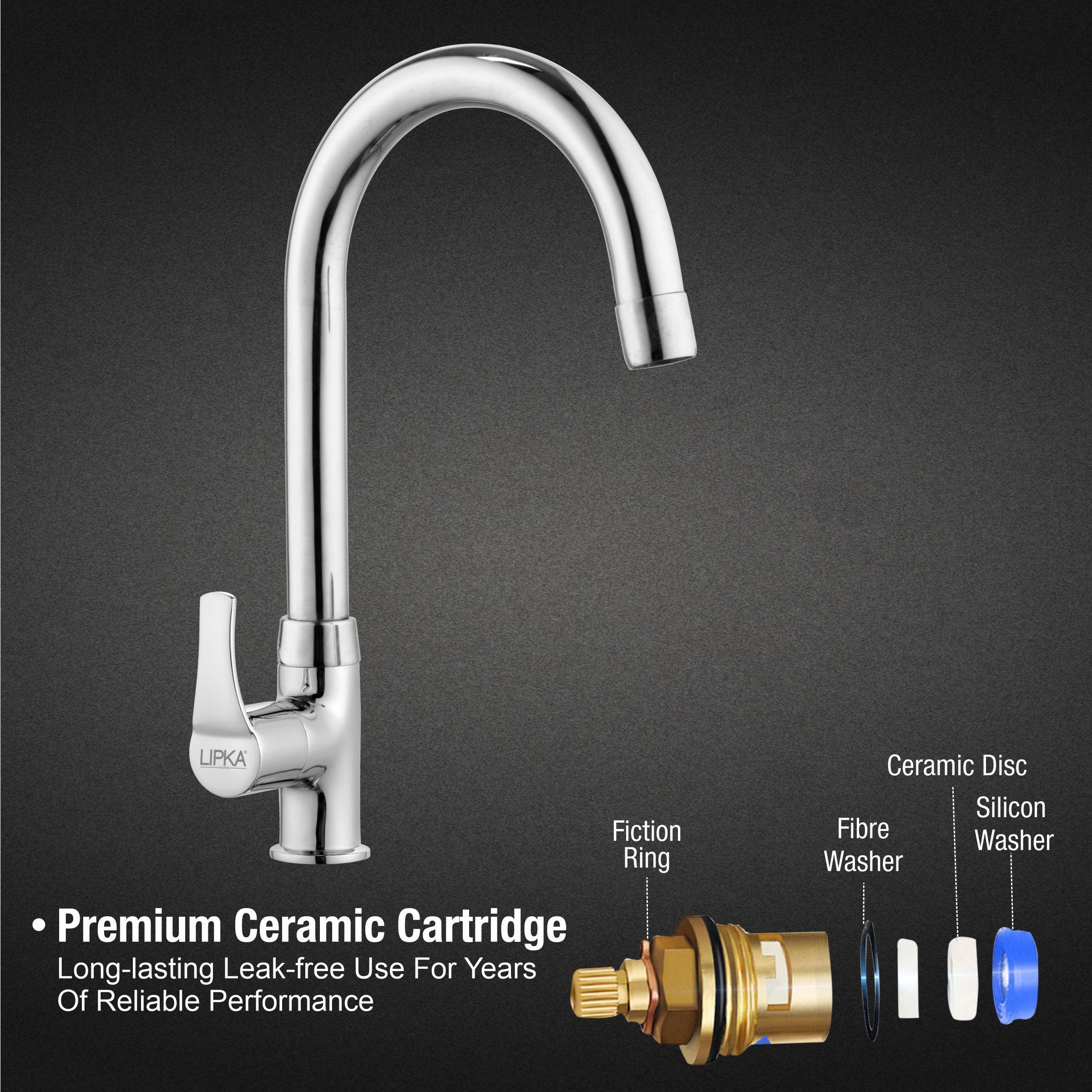 Coral Swan Neck Brass Faucet with Round Swivel Spout (15 Inches) - LIPKA - Lipka Home