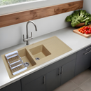 Sand Choco Quartz Double Bowl with Drainboard Kitchen Sink (45 x 20 x 9 Inches) - LIPKA - Lipka Home