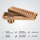 Wave Shower Drain Channel - Antique Copper (12 x 4 Inches) - LIPKA - Lipka Home