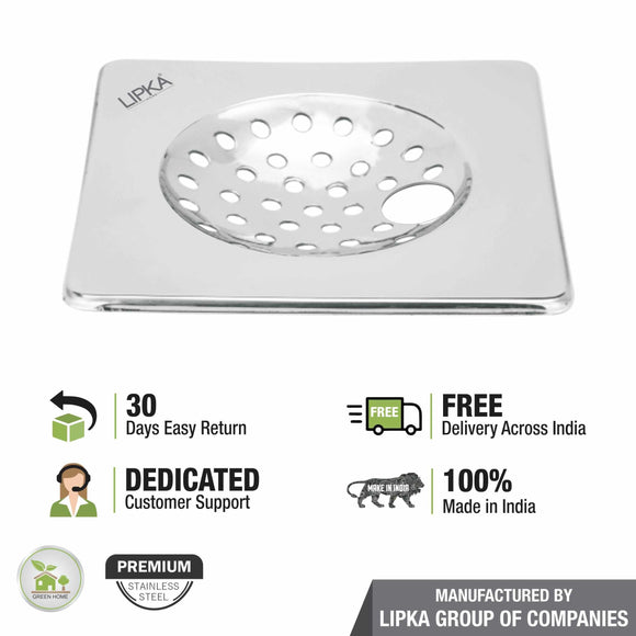 UNO Square Floor Drain (6 x 6 Inches) with Hole - LIPKA - Lipka Home