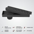 Wave Shower Drain Channel - Black (18 x 3 Inches) - LIPKA - Lipka Home