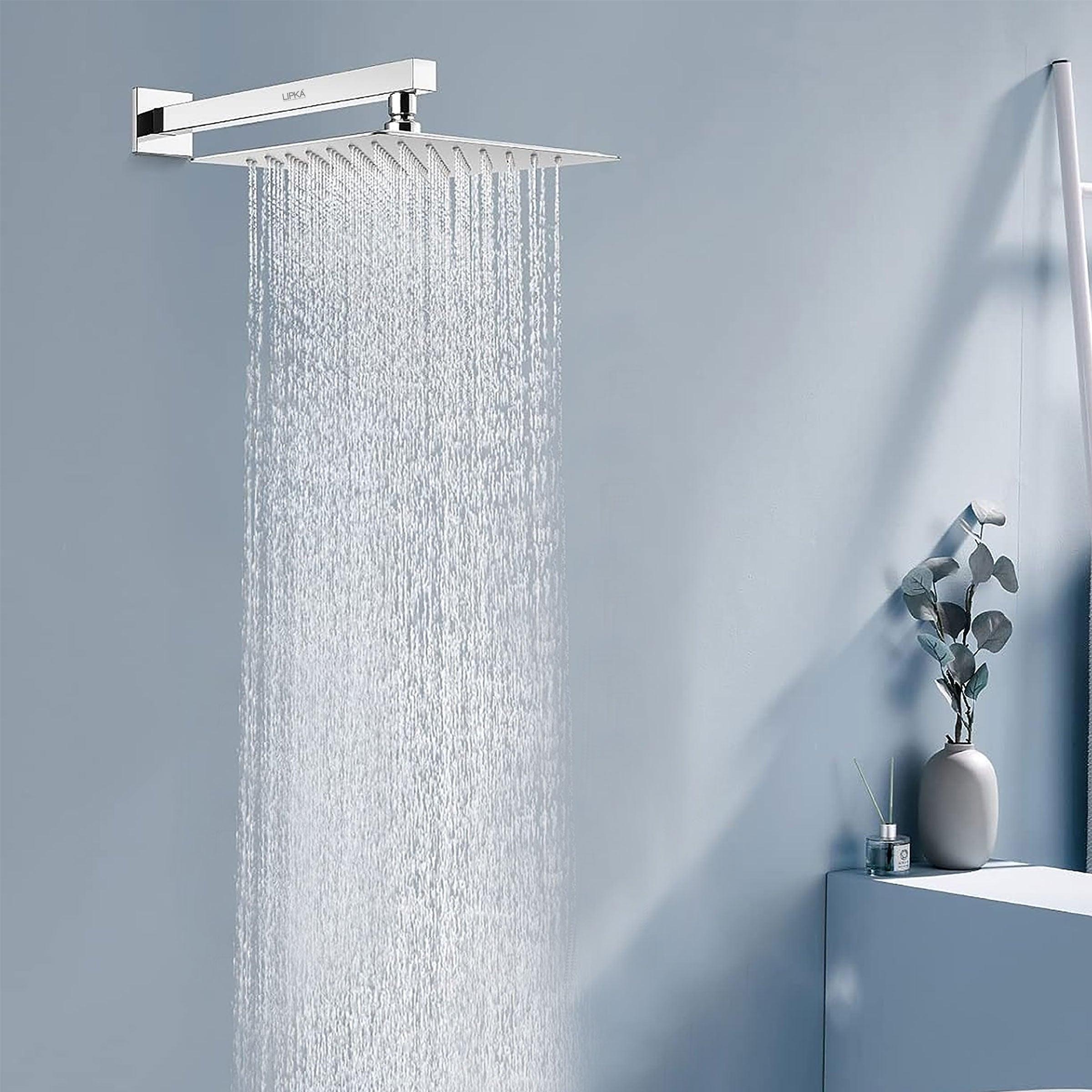 Ultra Thin 304-Grade Overhead Rain Shower (4 x 4 Inches) in bathroom