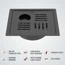 Pink Exclusive Square Flat Cut Floor Drain in Black PVD Coating (5 x 5 Inches) with Hole & Cockroach Trap - LIPKA - Lipka Home