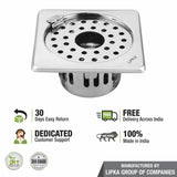 Square Floor Drain (6 x 6 Inches) with Hinge, Hole and Cockroach Trap - LIPKA