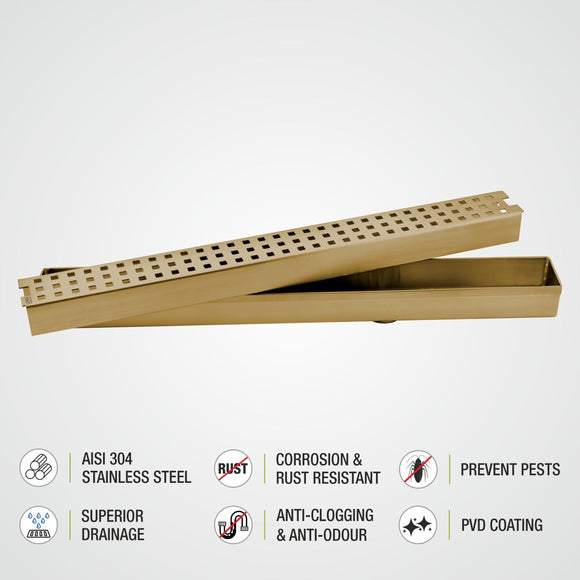 Palo Shower Drain Channel - Yellow Gold (36 x 2 Inches) - LIPKA - Lipka Home