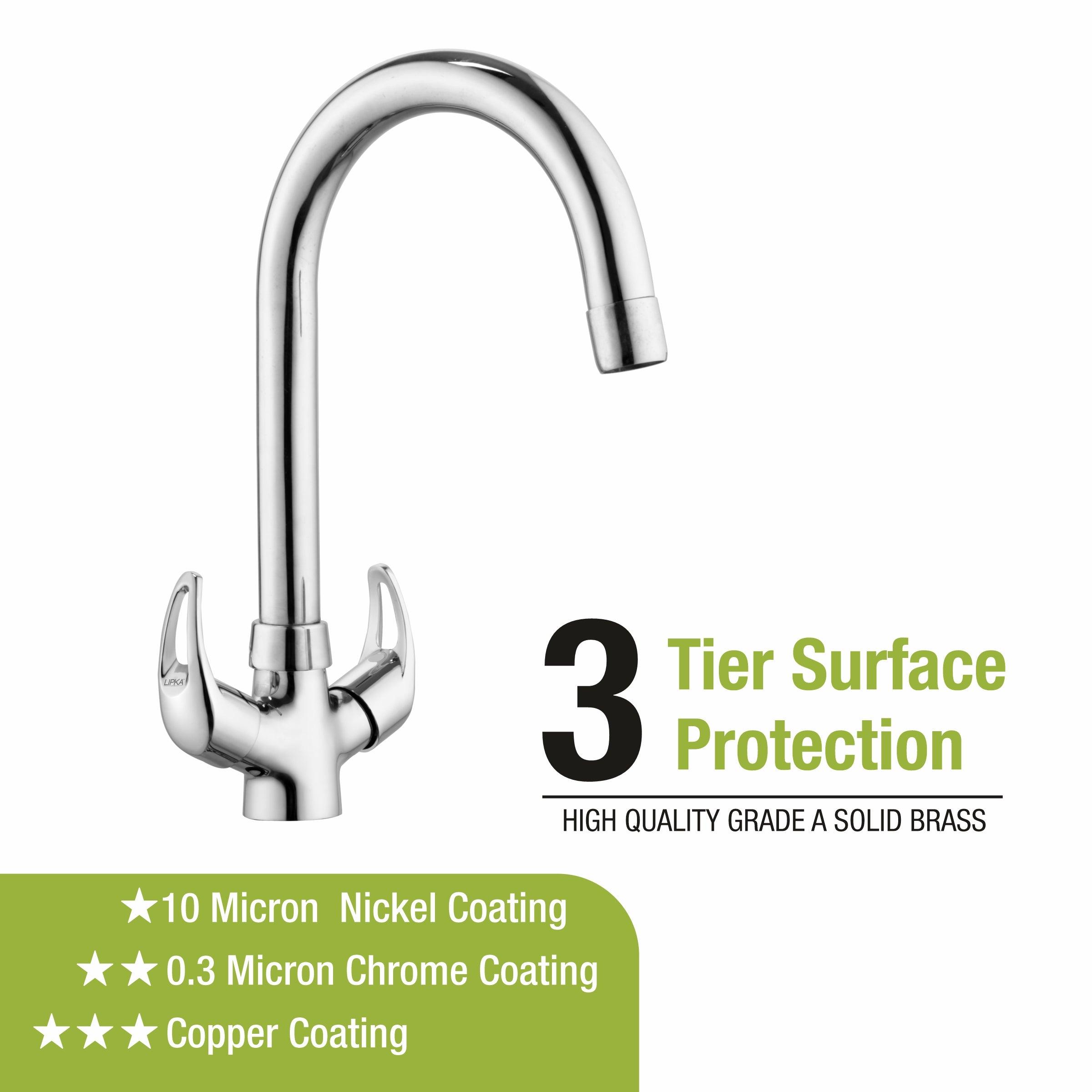 Pixel Centre Hole Basin Mixer Brass Faucet with Round Swivel Spout (15 Inches) - LIPKA - Lipka Home