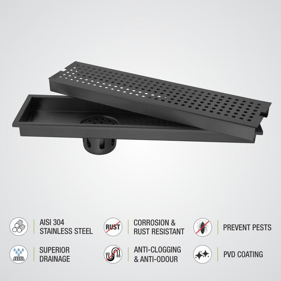 Palo Shower Drain Channel - Black (48 x 5 Inches) - LIPKA - Lipka Home