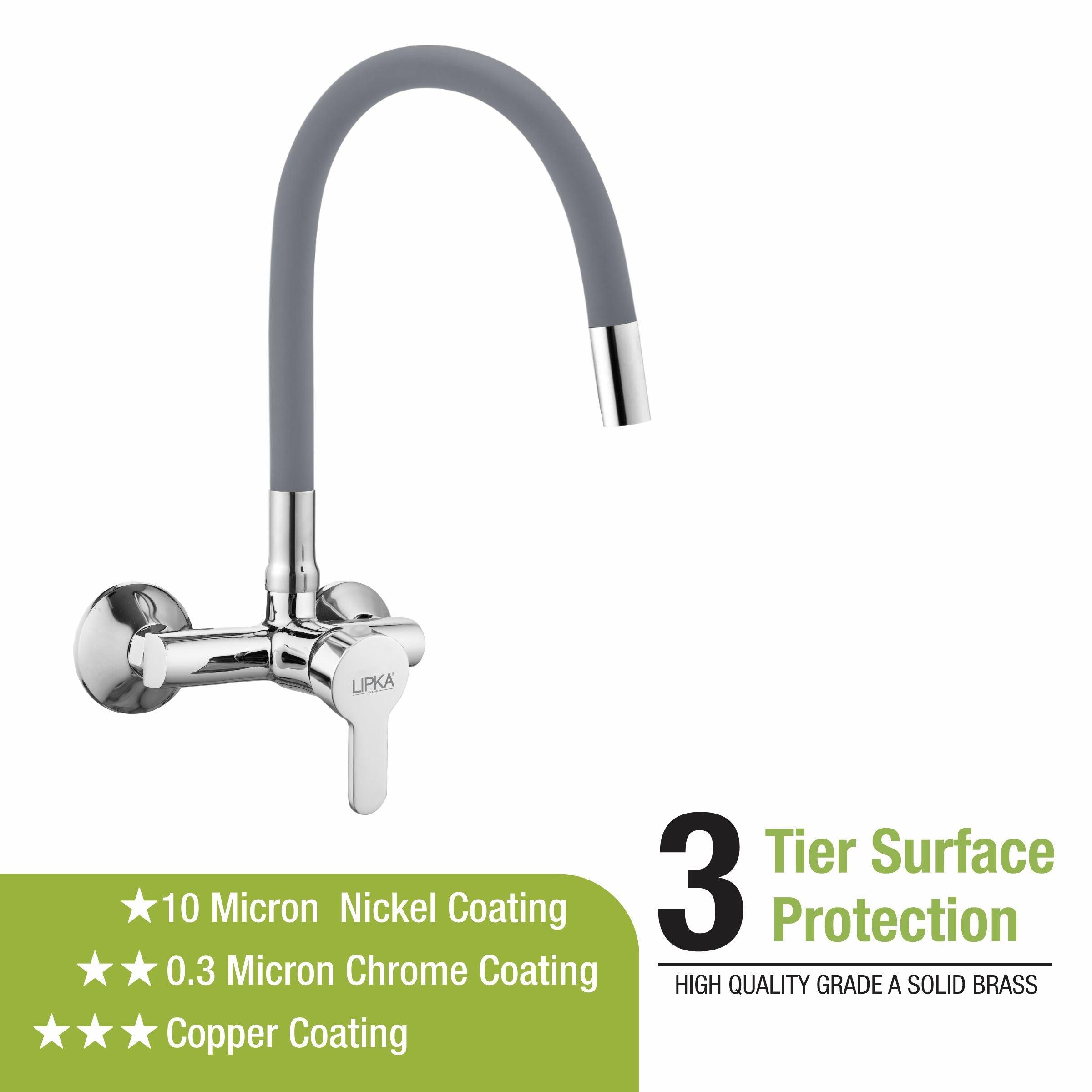 Virgo Single Lever Sink Mixer with Grey Flexible Silicone Spout (20 Inches) - LIPKA - Lipka Home