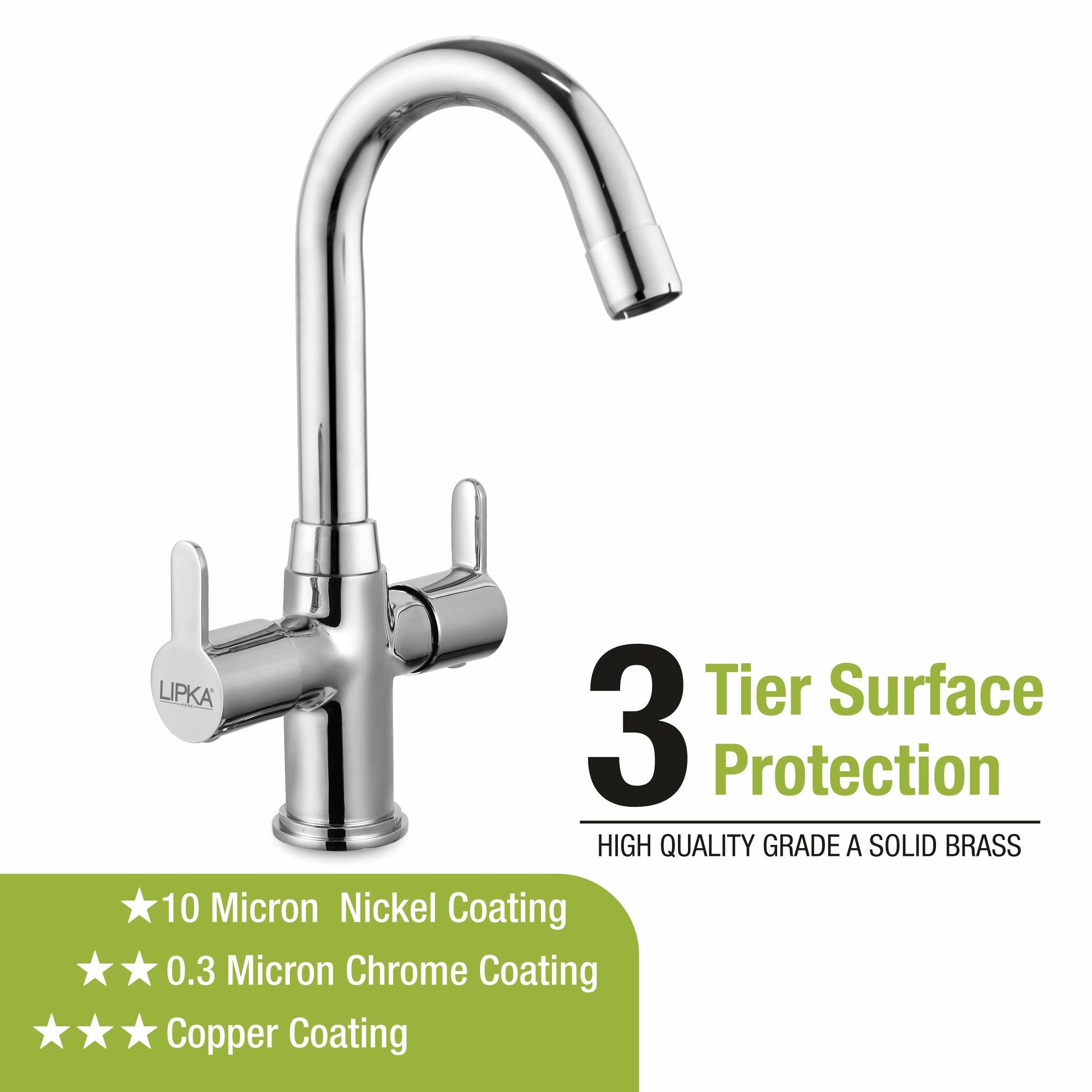 Fusion Centre Hole Basin Mixer Brass Faucet with Round Swivel Spout (12 Inches) - LIPKA - Lipka Home