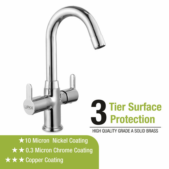 Fusion Centre Hole Basin Mixer Brass Faucet with Round Swivel Spout (12 Inches) - LIPKA - Lipka Home