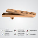 Wave Shower Drain Channel - Antique Copper (48 x 3 Inches) - LIPKA - Lipka Home