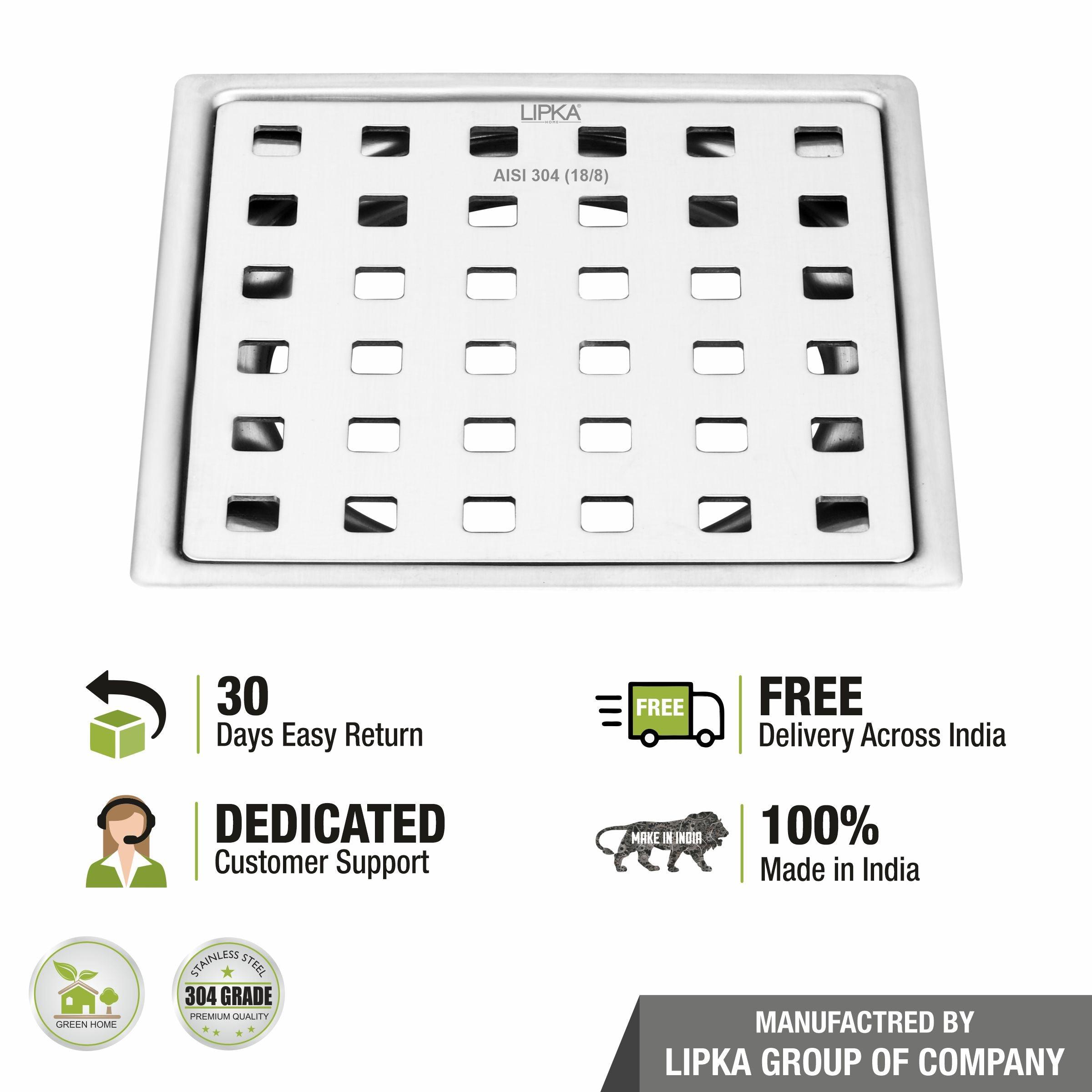 Red Exclusive Square Flat Cut Floor Drain (6 x 6 Inches) - LIPKA - Lipka Home