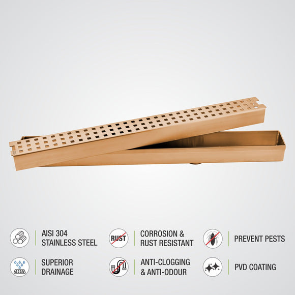 Palo Shower Drain Channel - Antique Copper (24 x 2 Inches) - LIPKA - Lipka Home