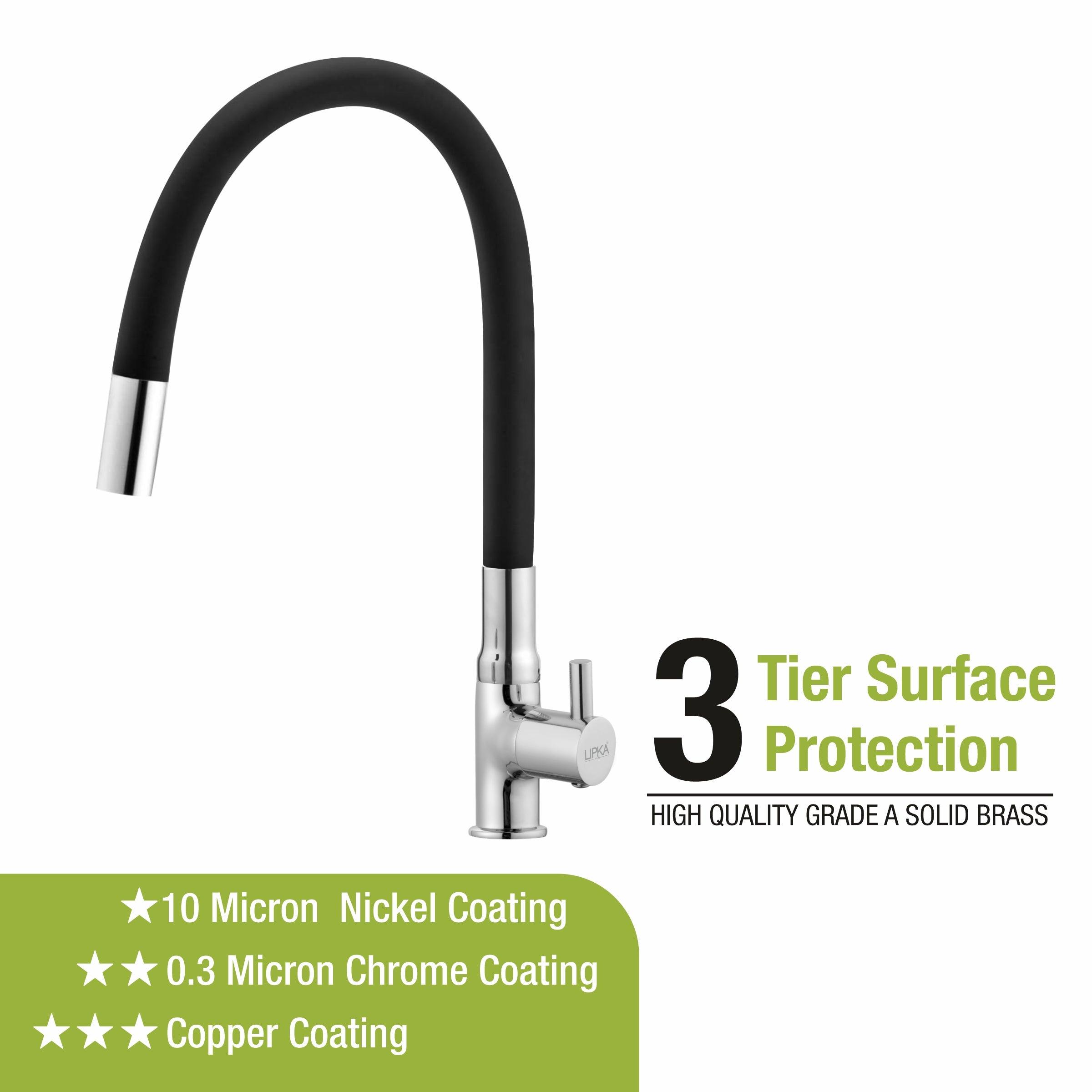 Kyron Swan Neck Brass Faucet with Flexible Silicone Spout (Black) - LIPKA - Lipka Home