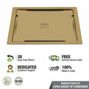 Yellow Exclusive Square Flat Cut Floor Drain in Yellow Gold PVD Coating (5 x 5 Inches) - LIPKA - Lipka Home