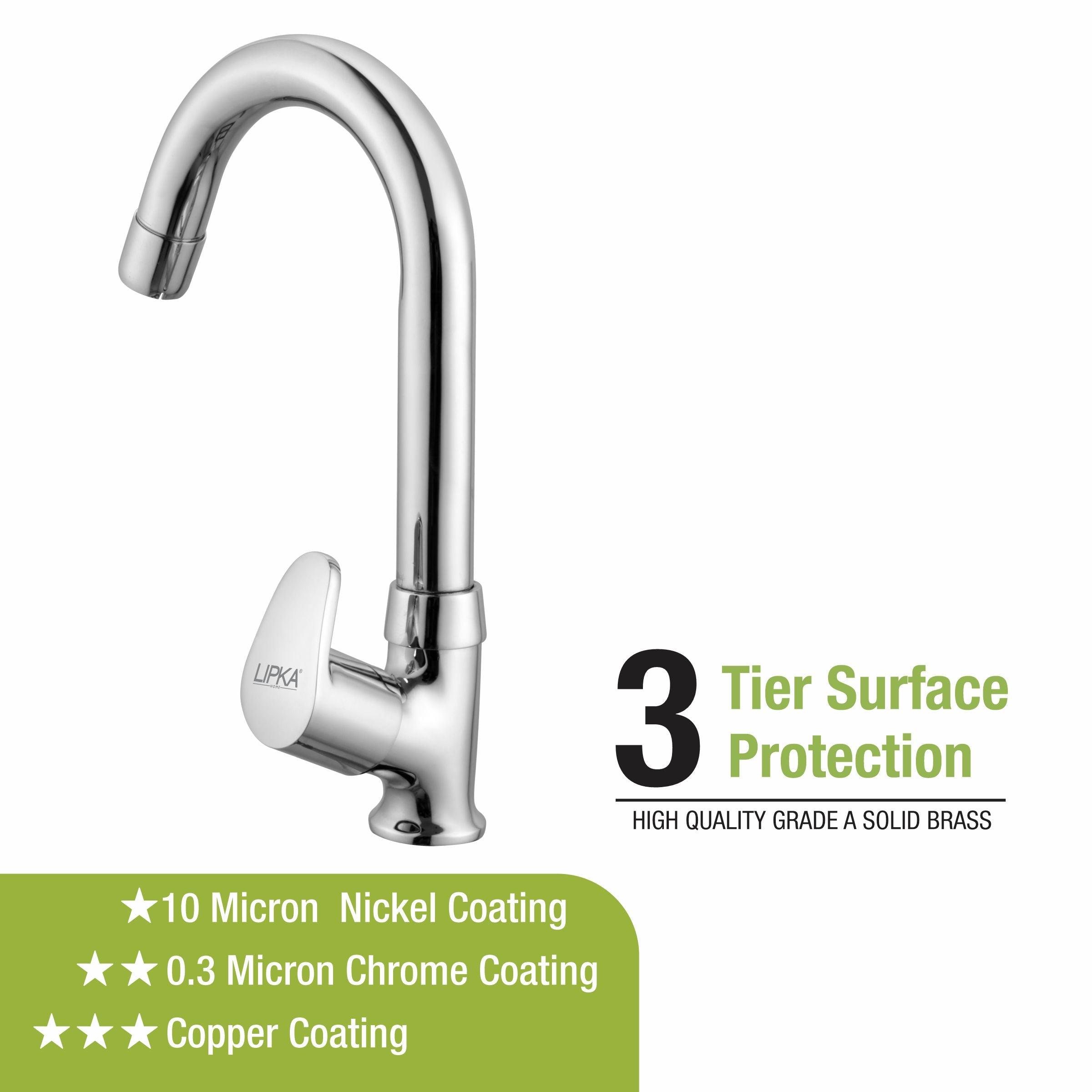 Apple Swan Neck Brass Faucet with Round Swivel Spout (12 Inches) - LIPKA - Lipka Home