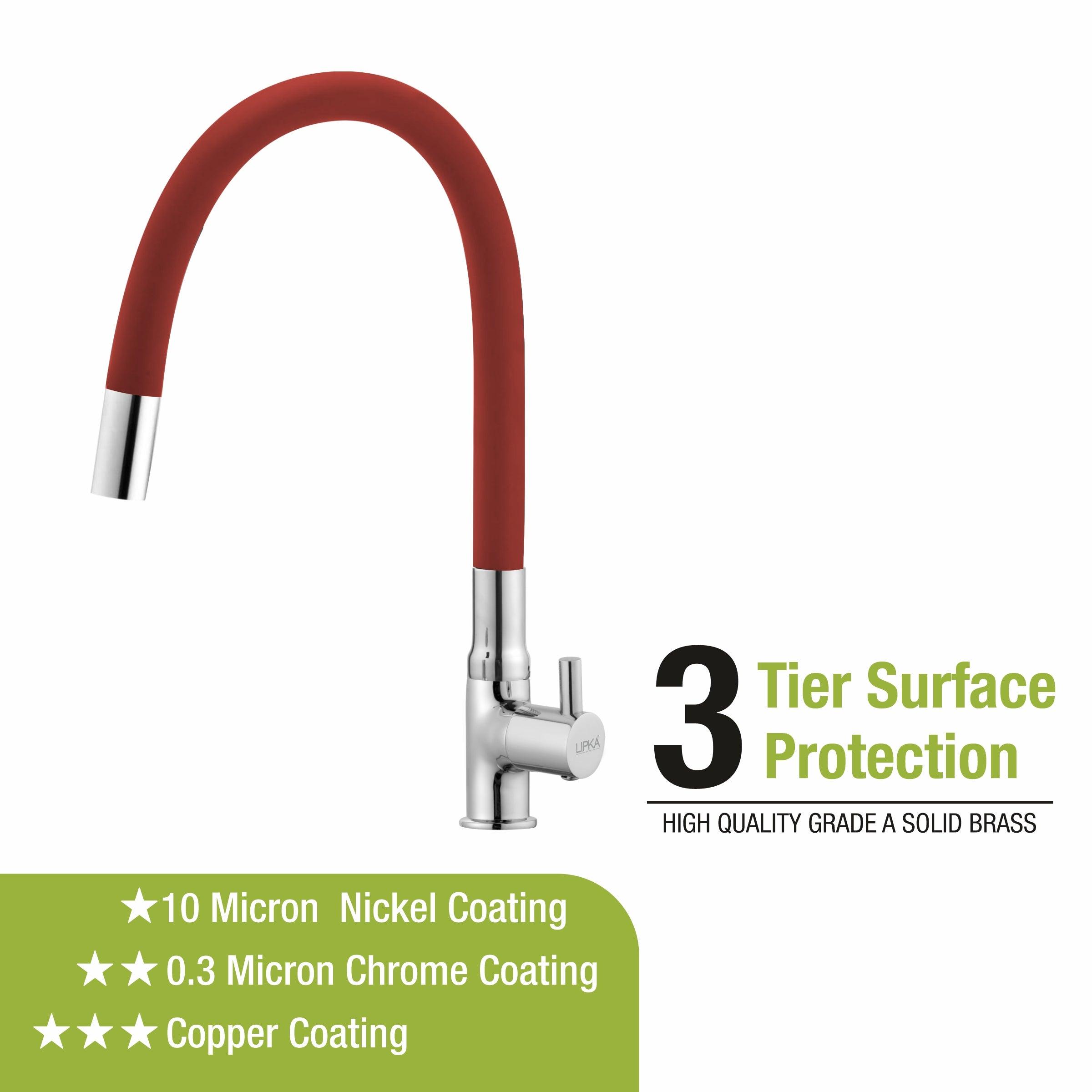 Kyron Swan Neck Brass Faucet with Flexible Silicone Spout (Red) - LIPKA - Lipka Home