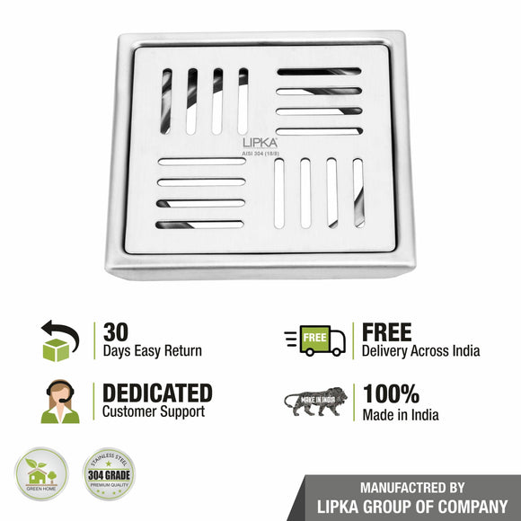 Pink Exclusive Square Floor Drain (6 x 6 Inches) - LIPKA - Lipka Home