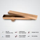 Palo Shower Drain Channel - Antique Copper (36 x 3 Inches) - LIPKA - Lipka Home