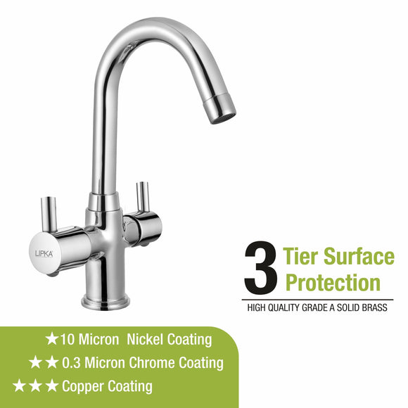 Kyron Centre Hole Basin Mixer Brass Faucet with Round Swivel Spout (12 Inches) - LIPKA - Lipka Home