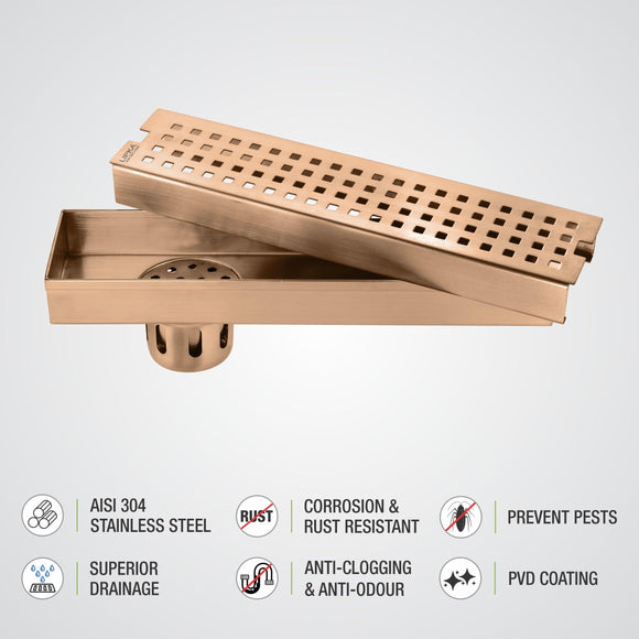 Palo Shower Drain Channel - Antique Copper (24 x 3 Inches) - LIPKA - Lipka Home