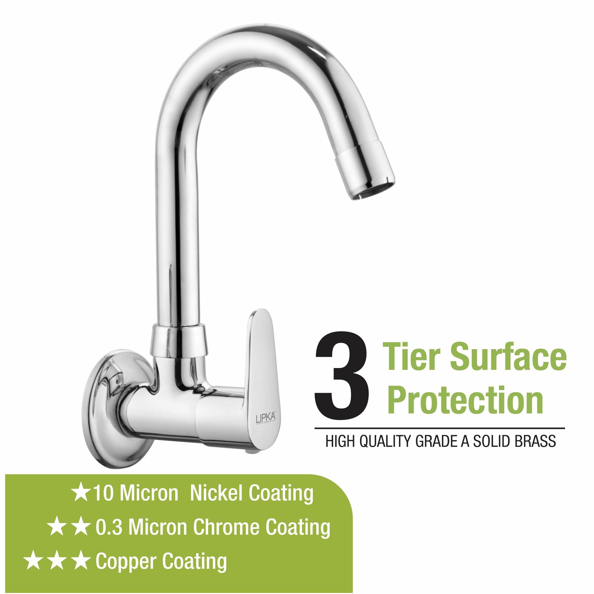 Virgo Sink Tap Brass Faucet with Round Swivel Spout (12 Inches) - LIPKA - Lipka Home