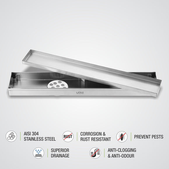 Tile Insert Shower Drain Channel (24 x 2 Inches) - LIPKA - Lipka Home