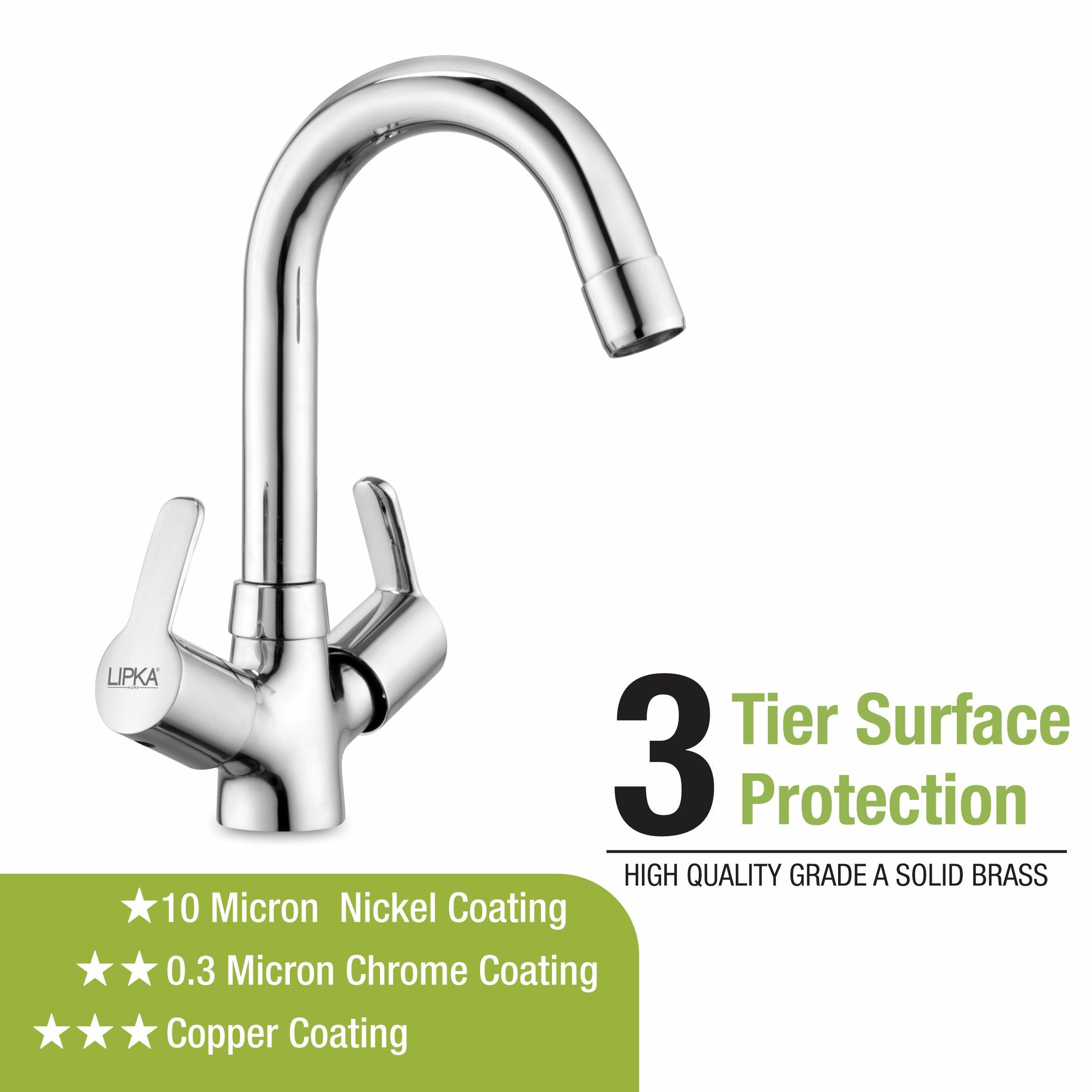Frenk Centre Hole Basin Mixer Brass Faucet with Round Swivel Spout (12 Inches) - LIPKA - Lipka Home