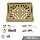 Purple Exclusive Square Flat Cut Floor Drain in Yellow Gold PVD Coating (6 x 6 Inches) - LIPKA - Lipka Home