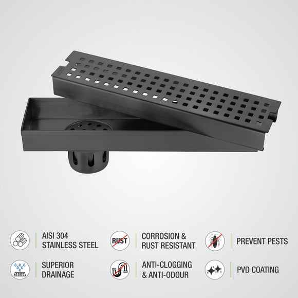 Palo Shower Drain Channel - Black (24 x 3 Inches) - LIPKA - Lipka Home