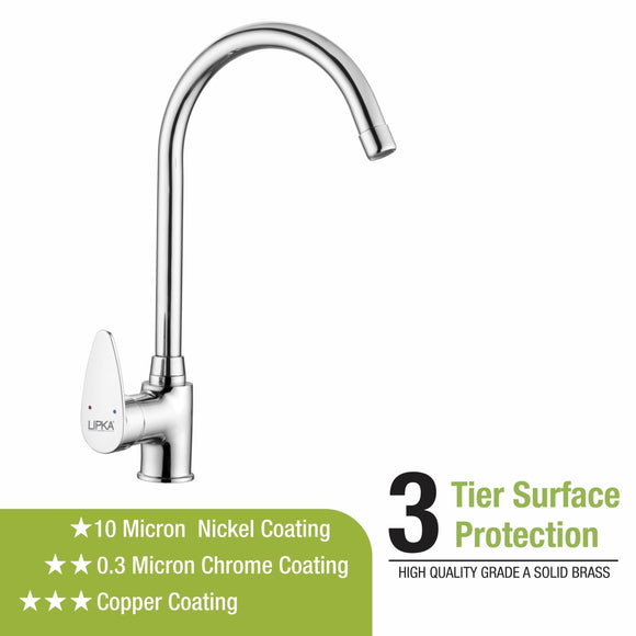 Virgo Single Lever Table Mount Sink Mixer Brass Faucet with Round Swivel Spout (20 Inches) - LIPKA - Lipka Home