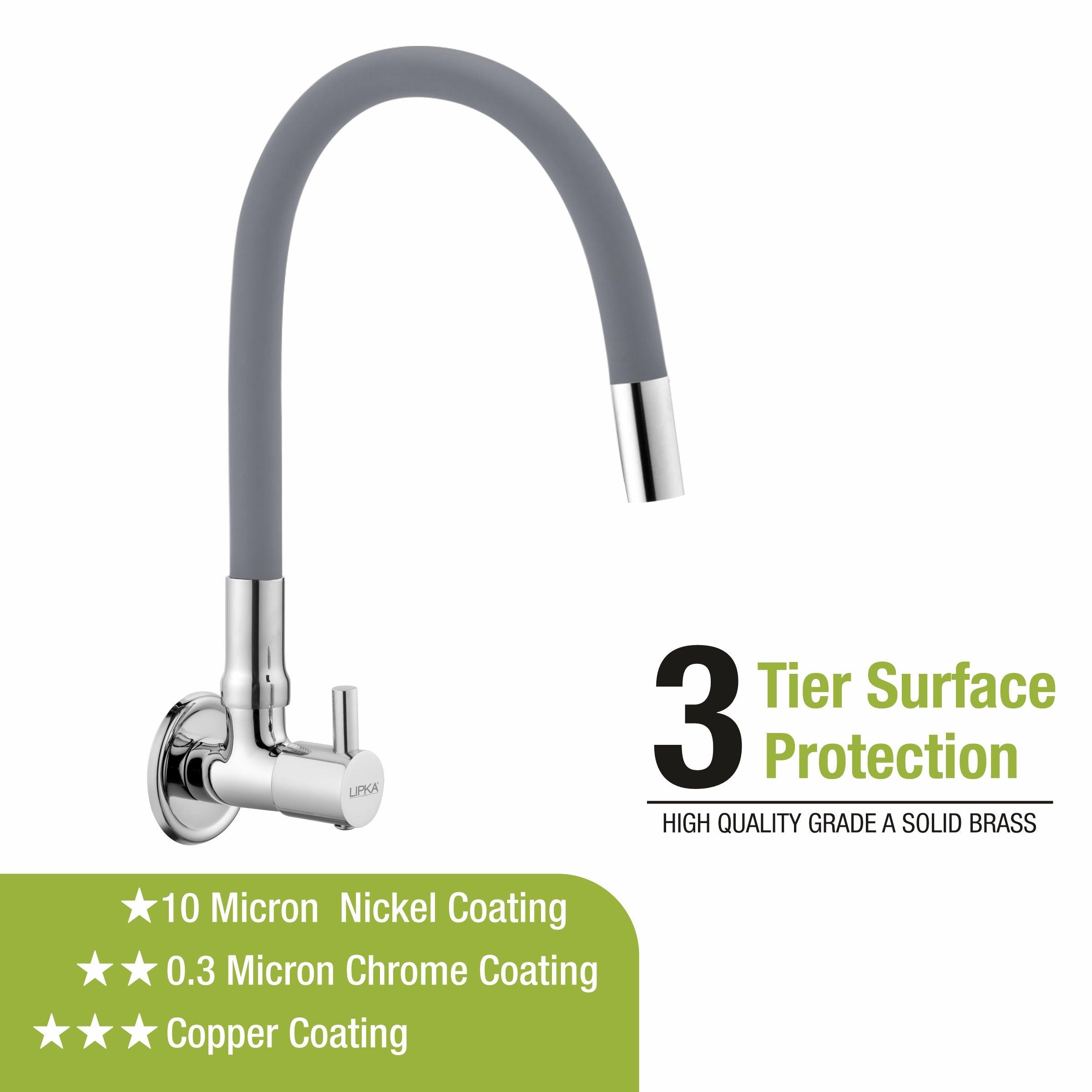 Kyron Sink Tap Brass Faucet with Flexible Silicone Spout (Grey) - LIPKA - Lipka Home