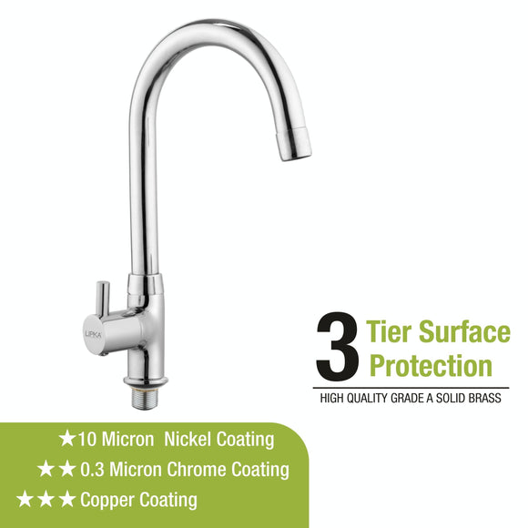 Kyron Swan Neck Brass Faucet with Round Swivel Spout (15 Inches) - LIPKA - Lipka Home